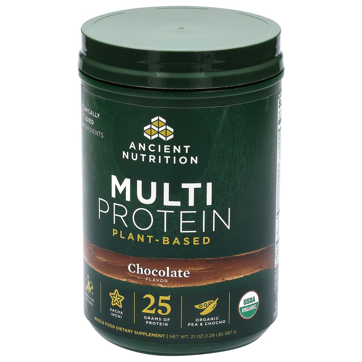 slide 3 of 15, Ancient Nutrition Milk Chocolate Plant Protein, 587 gram