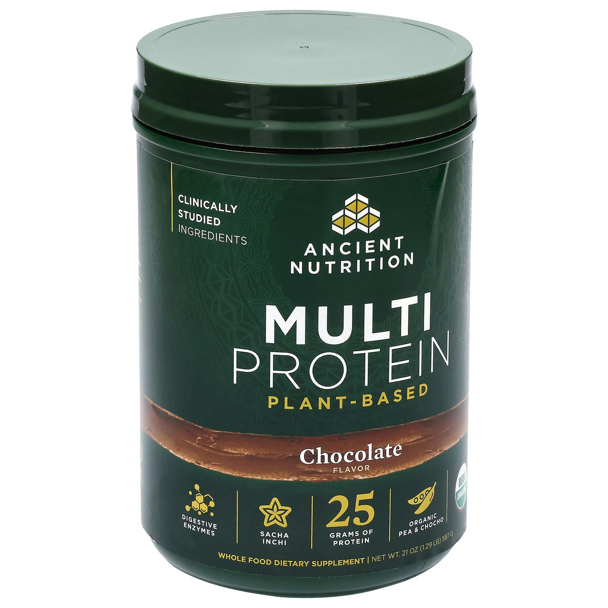 slide 12 of 15, Ancient Nutrition Milk Chocolate Plant Protein, 587 gram