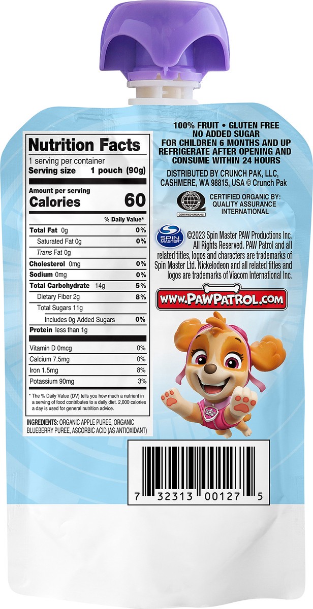 slide 7 of 7, Crunch Pak Blendz Paw Apple Blueberry Pouch 6/3.2oz., 3.2 oz