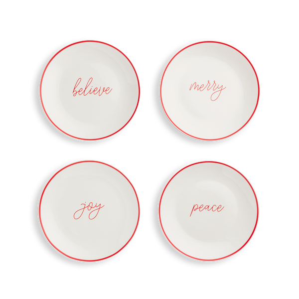 slide 1 of 1, Hy-Vee Seasons Red Bow Dessert Plates, Set Of 4, 4 ct