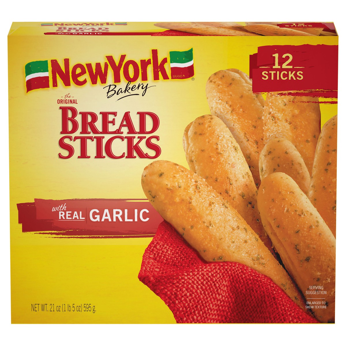 slide 1 of 14, New York Bakery Garlic Breadsticks, 21 oz