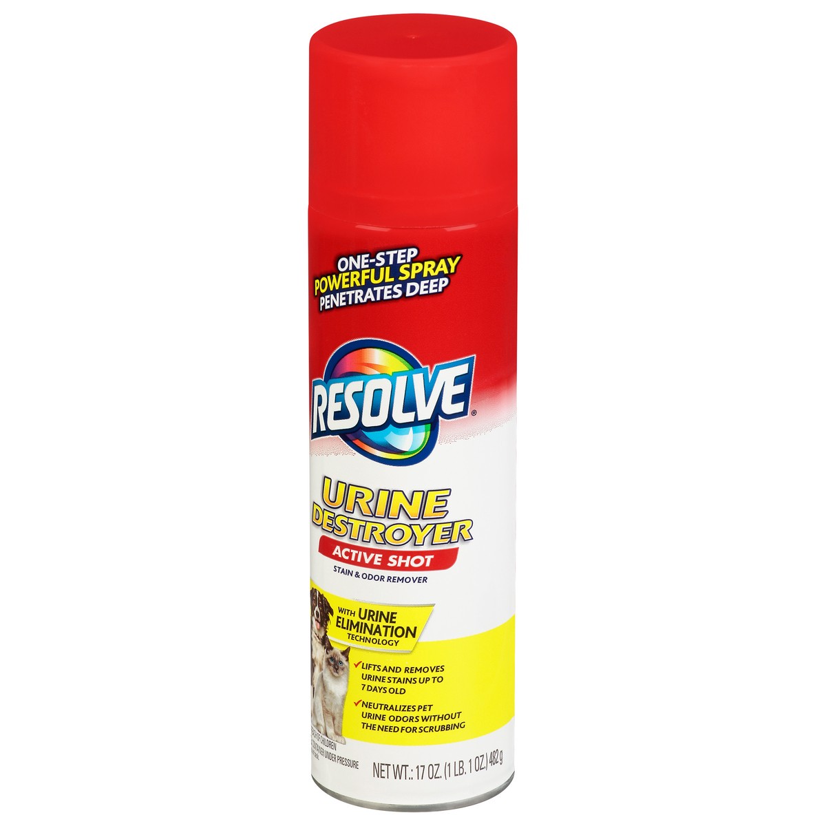 slide 9 of 13, Resolve Urine Destroyer Active Shot Stain & Odor Remover 17 oz, 17 oz