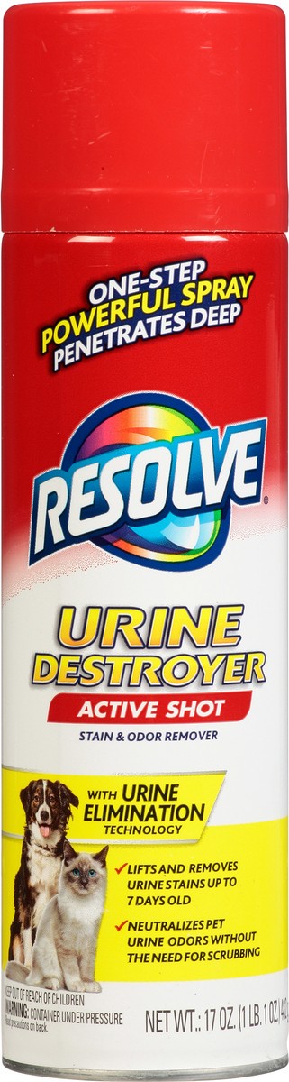 slide 2 of 13, Resolve Urine Destroyer Active Shot Stain & Odor Remover 17 oz, 17 oz