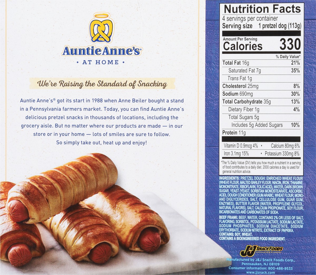 slide 3 of 9, Auntie Anne's Classic Beef Pretzel Dogs 4 ea, 16 oz