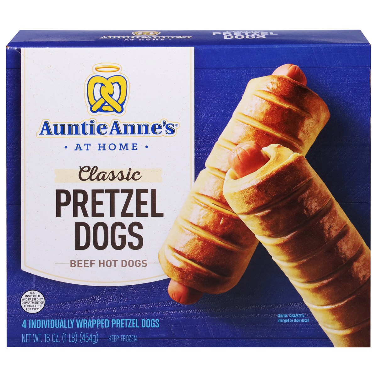 slide 1 of 9, Auntie Anne's Classic Beef Pretzel Dogs 4 ea, 16 oz