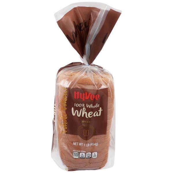 slide 1 of 1, Hy-Vee 100% Whole Wheat Bread, 16 oz