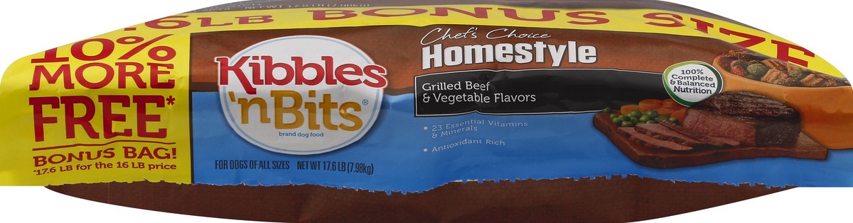 slide 5 of 6, Kibbles 'n Bits Homestyle Grilled Beef & Vegetable Flavors Dog Food, 17.6-Pound, 17.6 lb