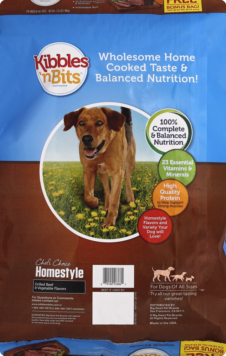 slide 4 of 6, Kibbles 'n Bits Homestyle Grilled Beef & Vegetable Flavors Dog Food, 17.6-Pound, 17.6 lb