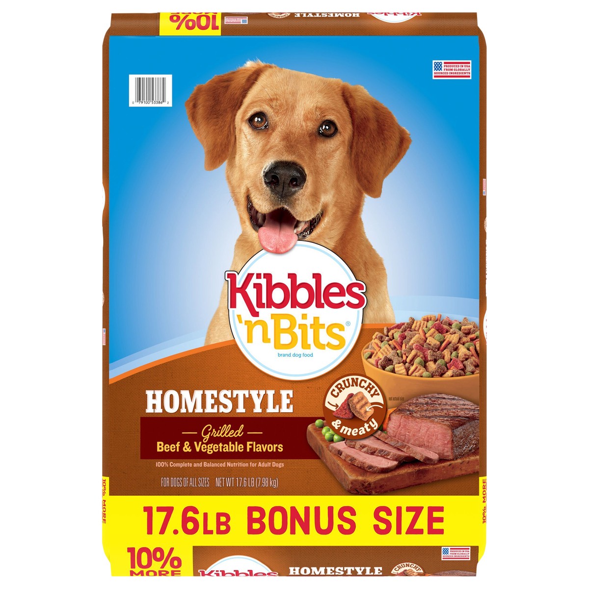 slide 1 of 6, Kibbles 'n Bits Homestyle Grilled Beef & Vegetable Flavors Dog Food, 17.6-Pound, 17.6 lb