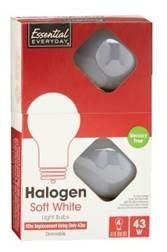 slide 1 of 1, Essential Everyday 43w Halogen Soft White Bulb, 4 ct