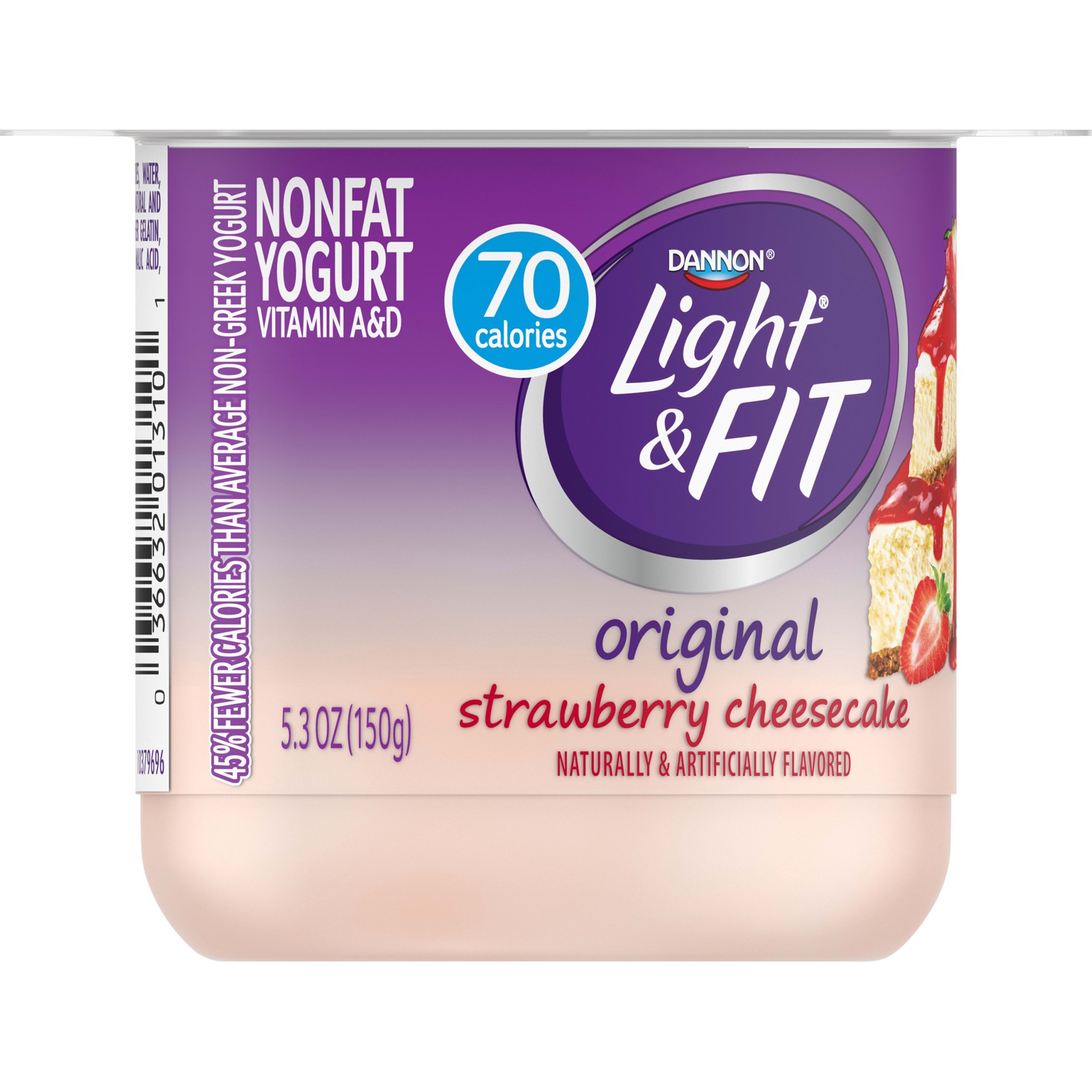 slide 5 of 5, Light + Fit Dannon Light & Fit Greek Strawberry Cheesecake, 5.3 oz