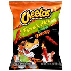 Cheetos Crunchy Cheese Flavored Snacks Flamin' Hot Limon Flavored 3 1/4 Oz