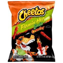 Cheetos Crunchy Cheese Flavored Snacks Flamin' Hot Limon Flavored 3 1/4 Oz