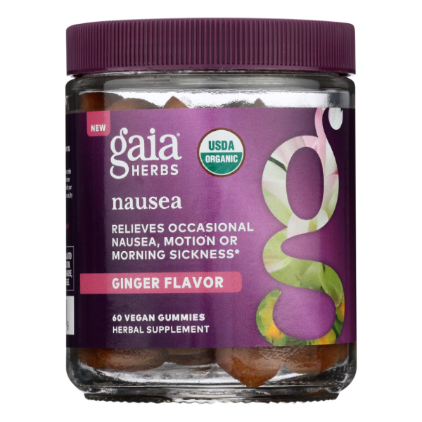 slide 1 of 1, Gaia Herbs Ginger Flavor Nausea 60 Vegan Gummies, 60 ct