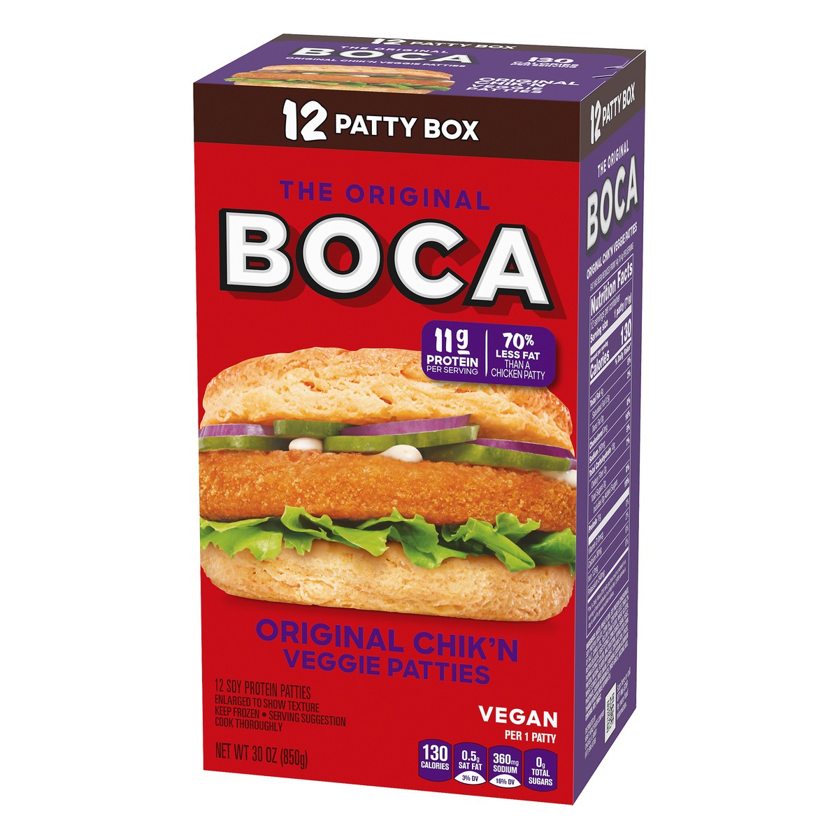 slide 7 of 10, BOCA Original Vegan Chicken Flavored Veggie Patties, 12 ct Box, 12 ct