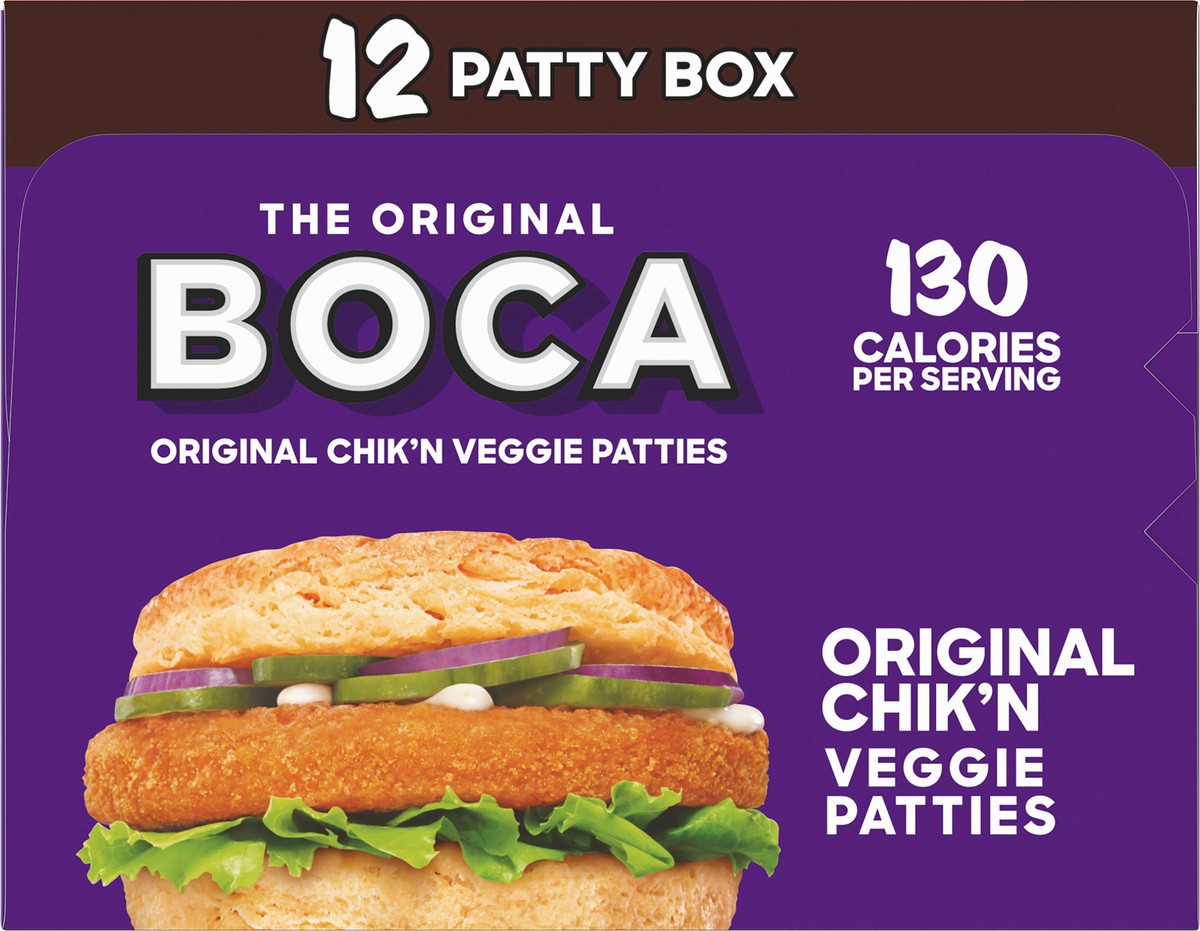 slide 2 of 10, BOCA Original Vegan Chicken Flavored Veggie Patties, 12 ct Box, 12 ct