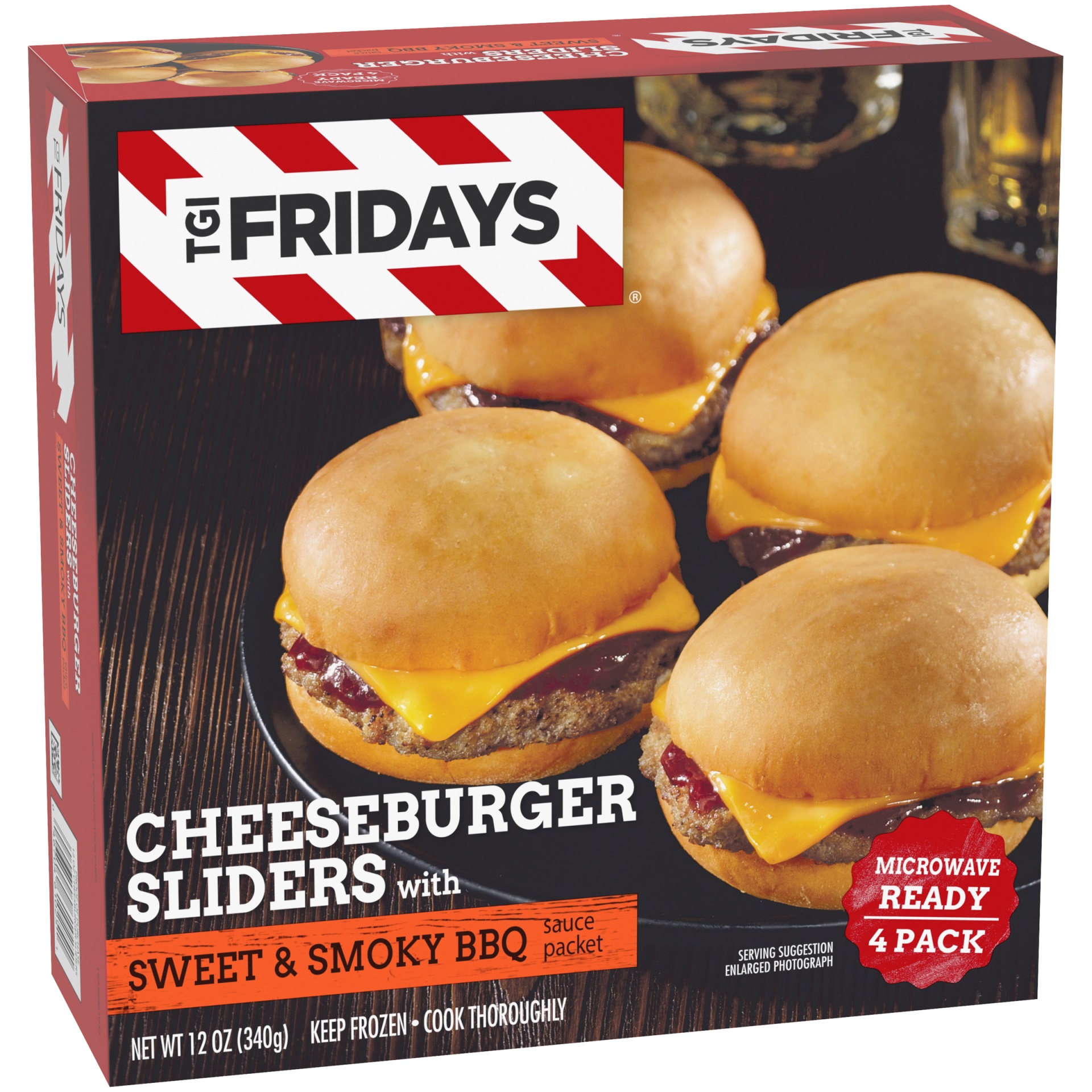 slide 2 of 6, TGI Fridays Frozen Appetizers Cheeseburger Sliders with Sweet & Smoky BBQ Sauce, 4 ct; 12 oz