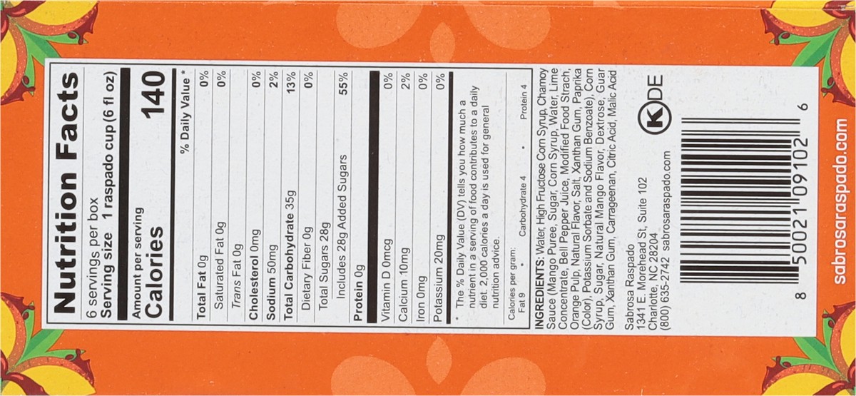 slide 3 of 16, Sabrosa Raspado Mango Chamoy Shaved Ice Cup/Tub/Bowl 6 ea, 6 oz