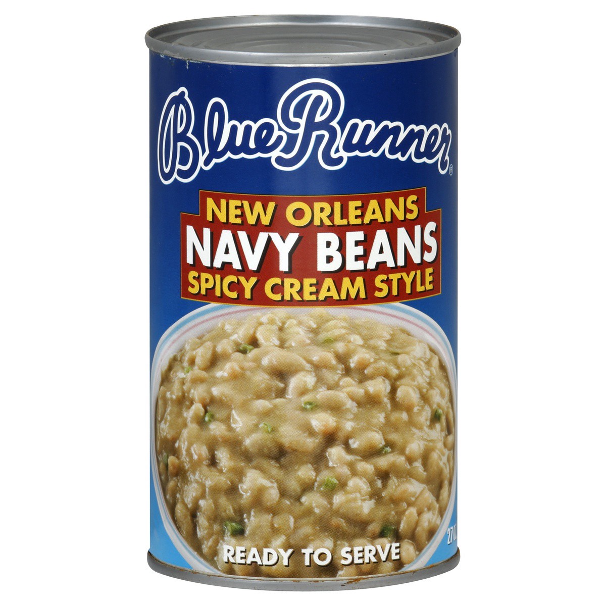 slide 1 of 2, Blue Runner New Orleans Spicy Cream Style Navy Beans, 27 oz