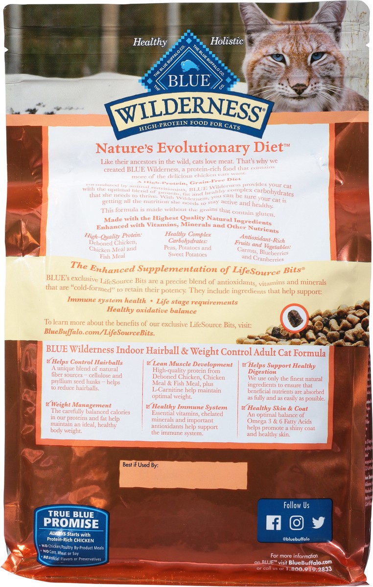 slide 8 of 9, Blue Buffalo Blue Wilderness Natural Adult Indoor Hairball & Weight Control Nature''s Evolutionary Diet with Chicken Food for Cats 4 lb, 4 lb