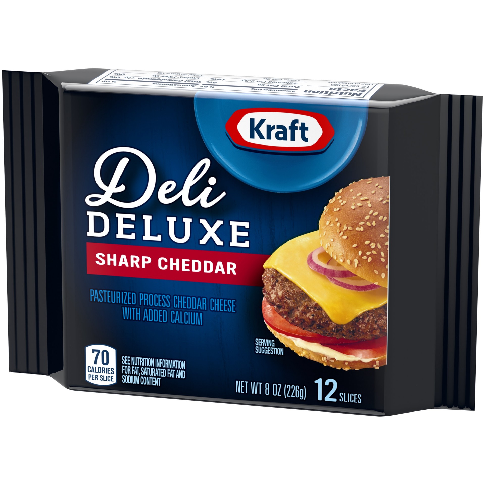 slide 3 of 5, Kraft Deli Deluxe Sharp Cheddar Cheese Slices, 12 ct Pack, 12 ct