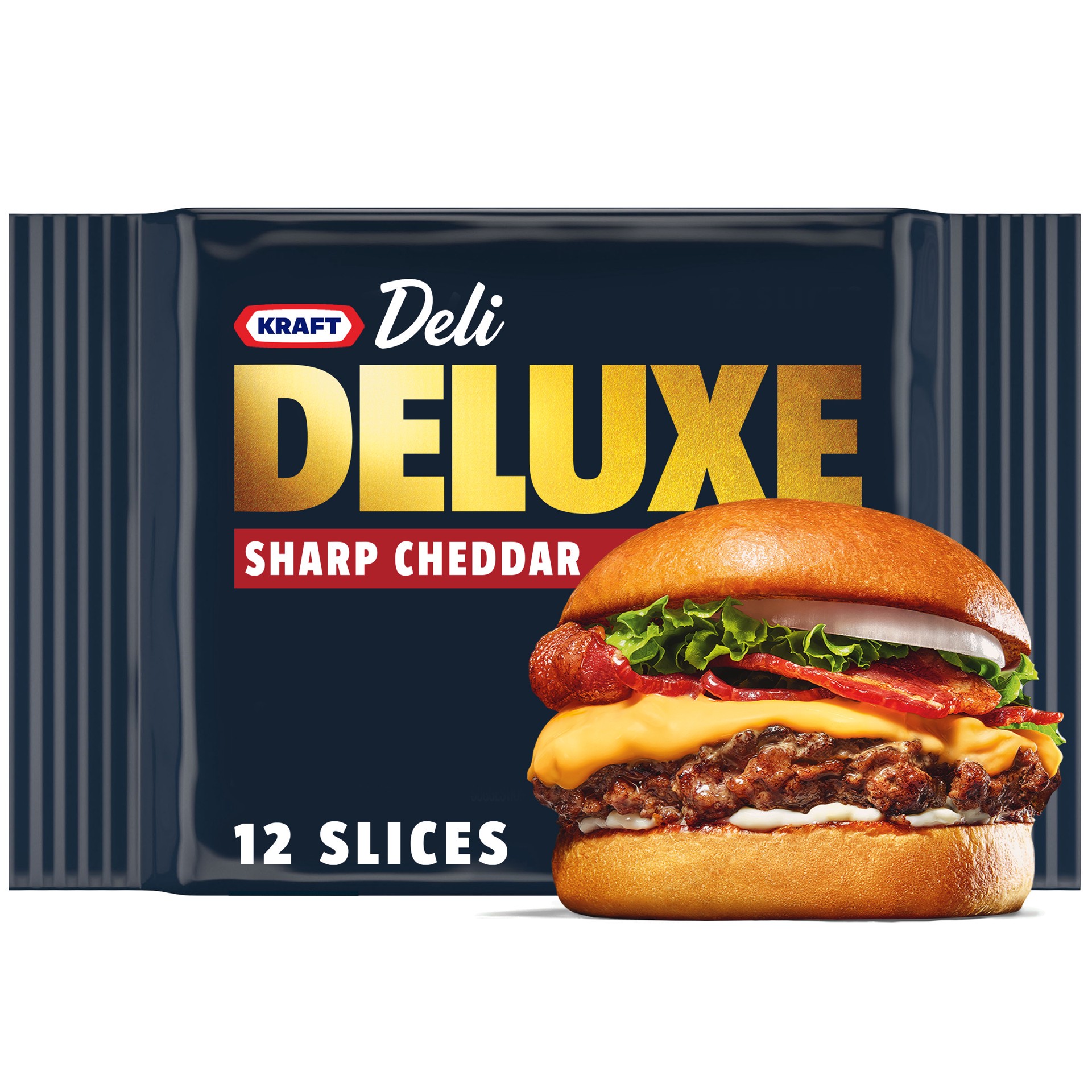 slide 1 of 5, Kraft Deli Deluxe Sharp Cheddar Cheese Slices, 8 oz Pack, 12 Slices, 12 ct