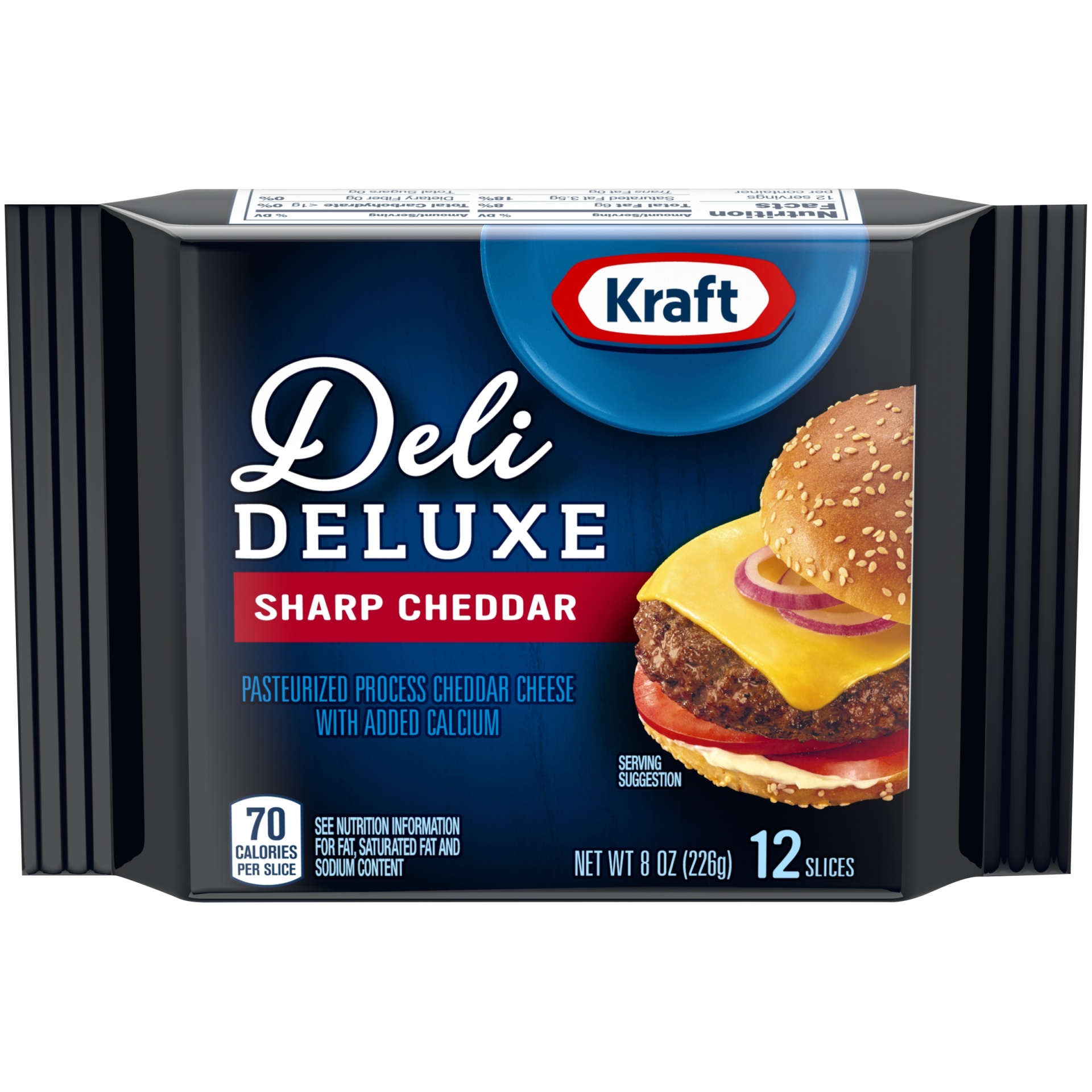 slide 1 of 6, Kraft Deli Deluxe Sharp Cheddar Cheese Slices Pack, 8 oz
