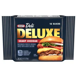 Kraft Deli Deluxe Sharp Cheddar Cheese Slices, 8 oz Pack, 12 Slices