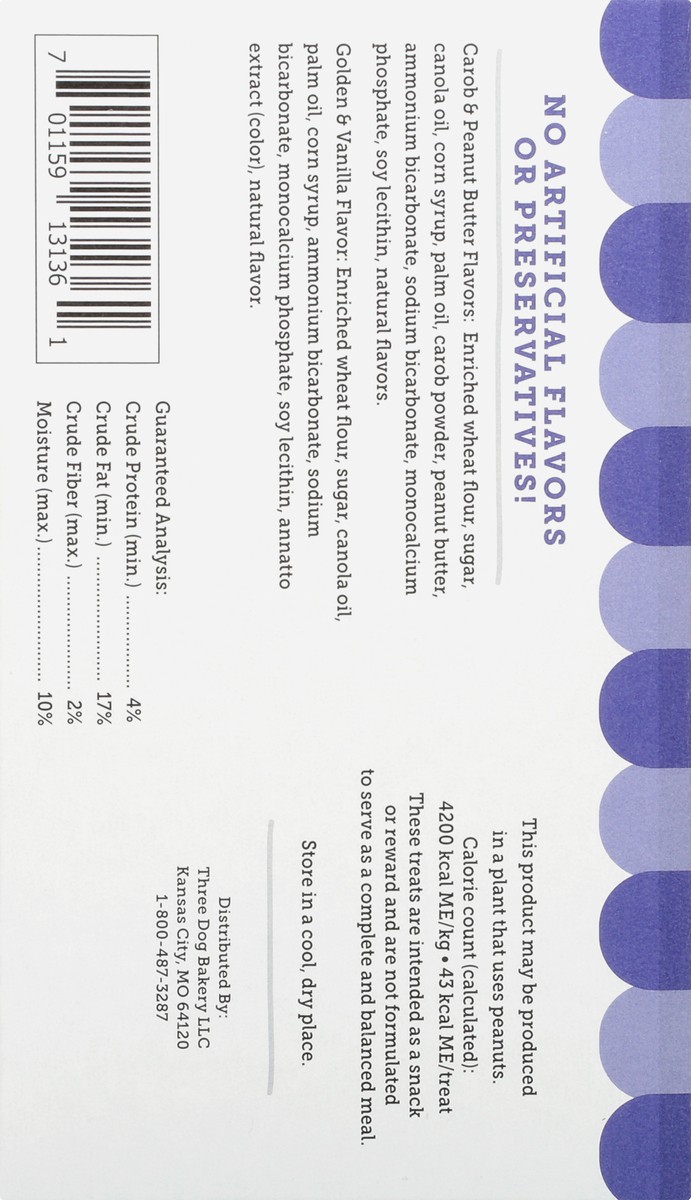 slide 8 of 9, Three Dog Bakery Lick'n Crunch Sandwich Cookies Carob & Peanut Butter Flavors & Golden & Vanilla Flavor Treats For Dogs 2 ea, 2 ct