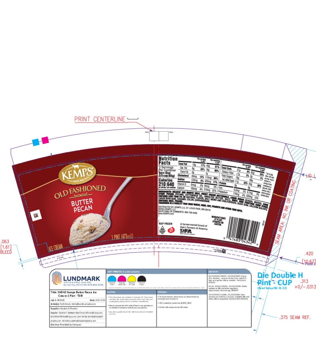 slide 12 of 12, Kemps Old Fashioned Butter Pecan Ice Cream, 1 pint