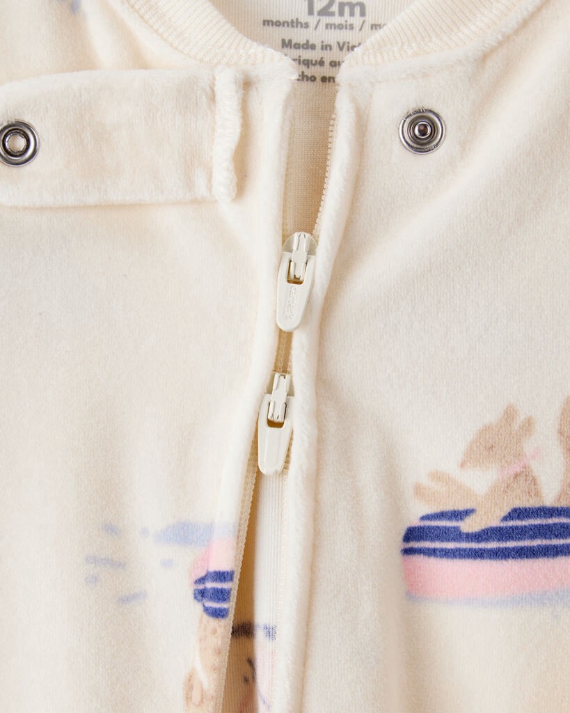 slide 3 of 3, Carter's Baby Girl Snow Animals Snug Fit Long-Sleeve 2-Way Zip 1-Piece Pajamas - Ivory Ivory 12M, 1 ct