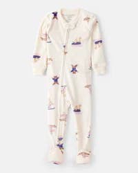 Carter's Baby Girl Snow Animals Snug Fit Long-Sleeve 2-Way Zip 1-Piece Pajamas - Ivory Ivory 12M