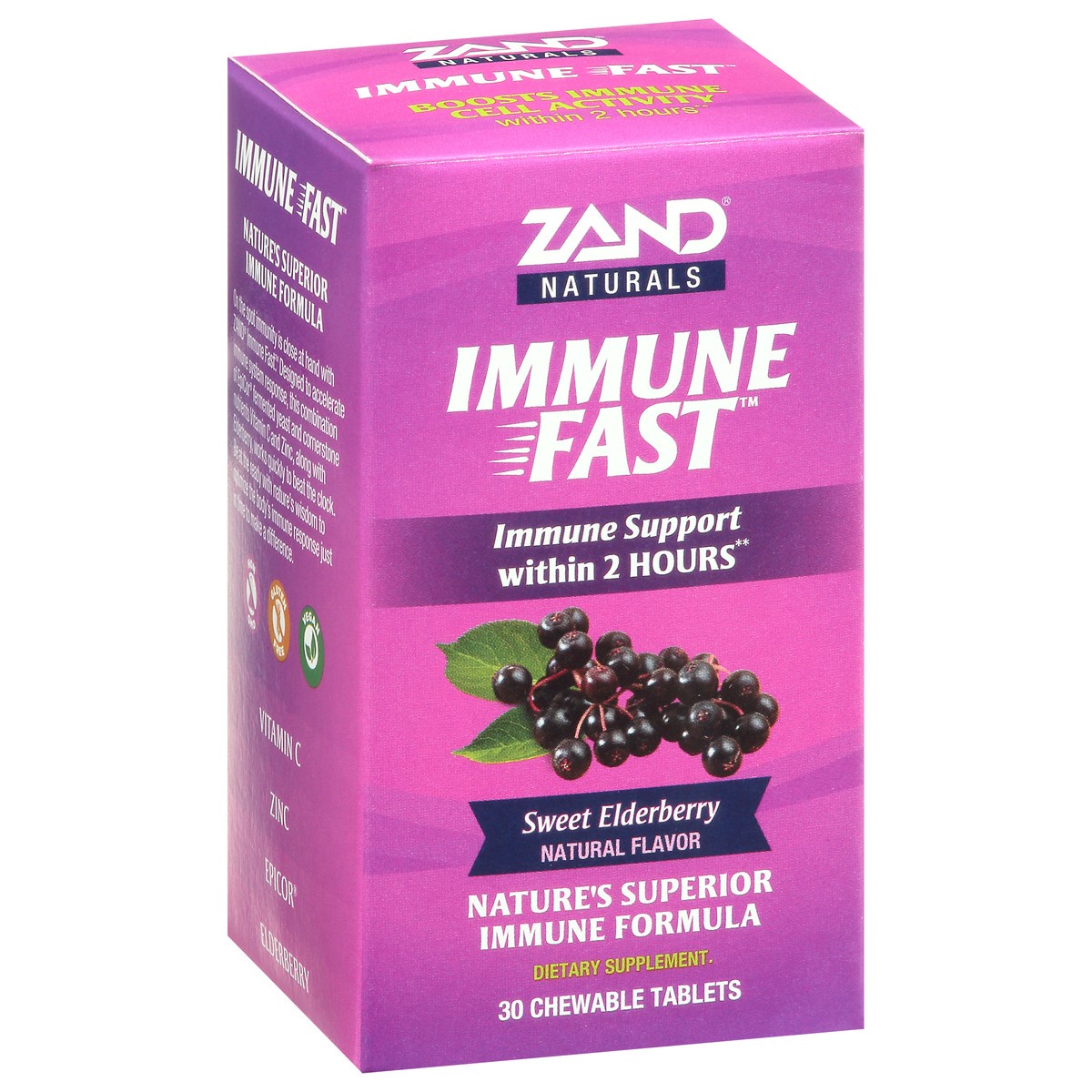 slide 2 of 9, ZAND Elderberry Immune Fast Chewable Tablets, 30 ct