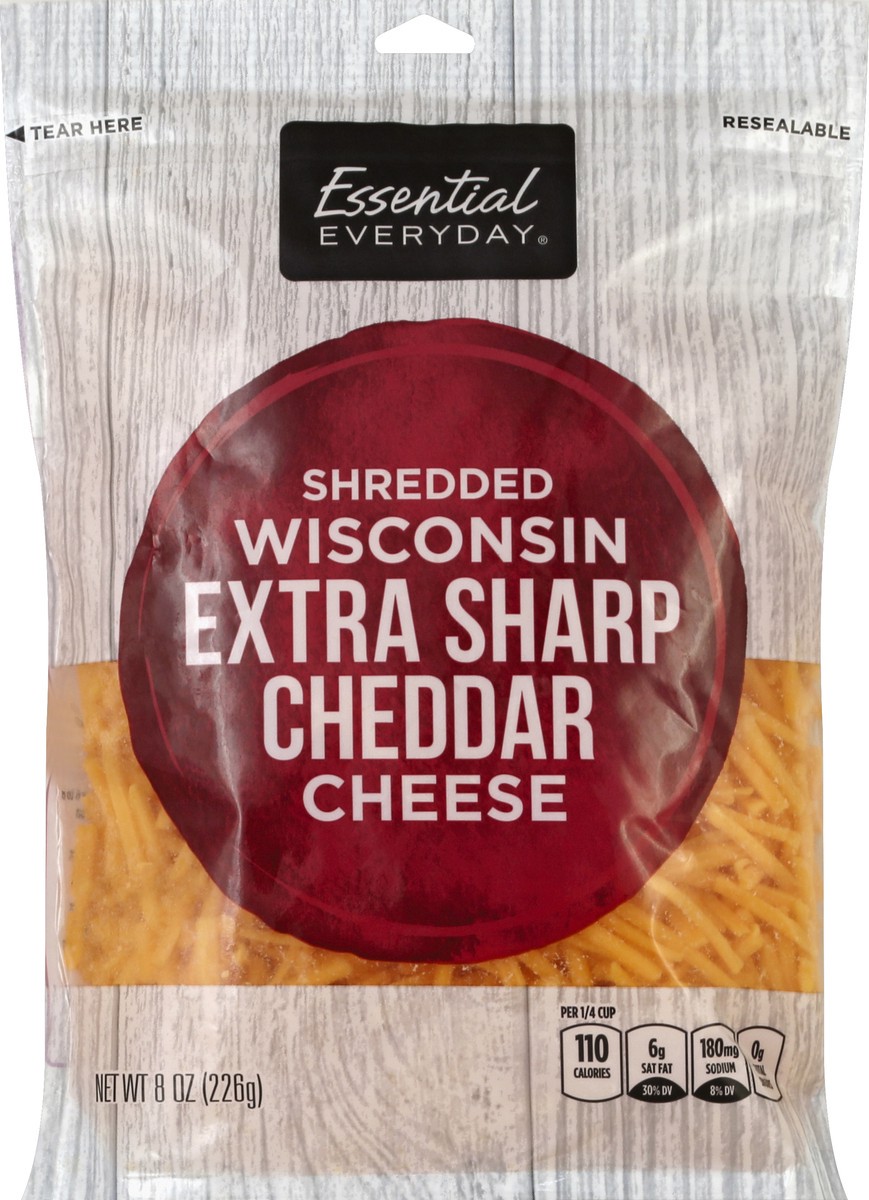 slide 3 of 6, Essential Everyday Cheese, Wisconsin Extra Sharp Cheddar, Classic Cut, 8 Ounce, 8 oz