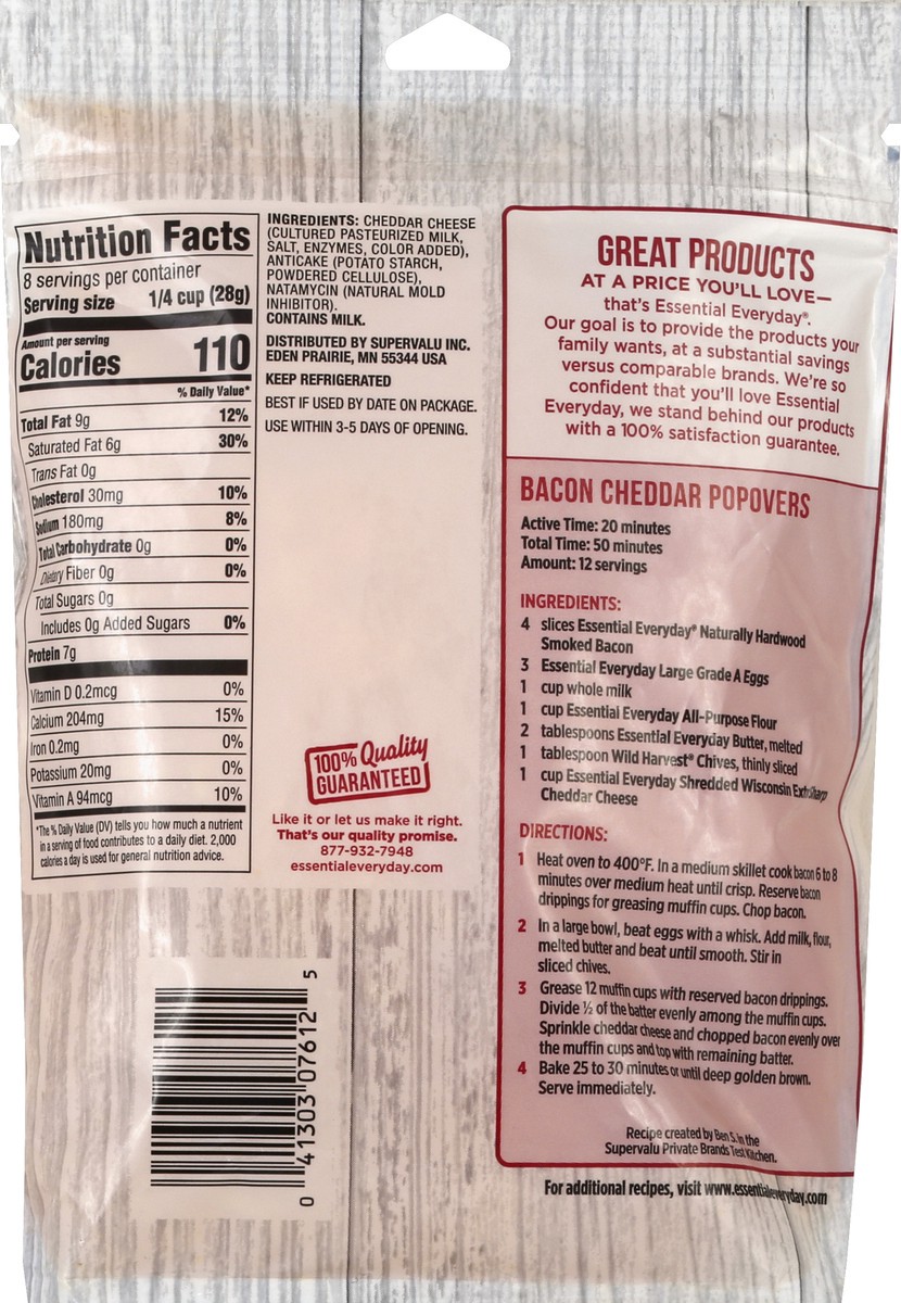 slide 6 of 6, Essential Everyday Cheese, Wisconsin Extra Sharp Cheddar, Classic Cut, 8 Ounce, 8 oz