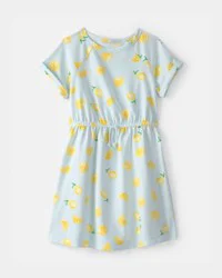 Carters Girls Lemon French Terry Dress - Green/Yellow Blue 14