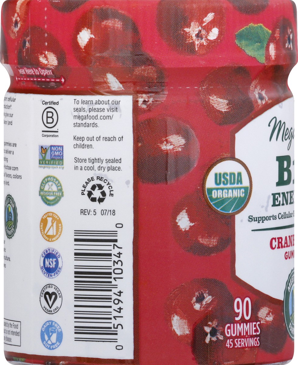 slide 3 of 6, MegaFood B12 Energy Cranberry Gummies, 90 ct