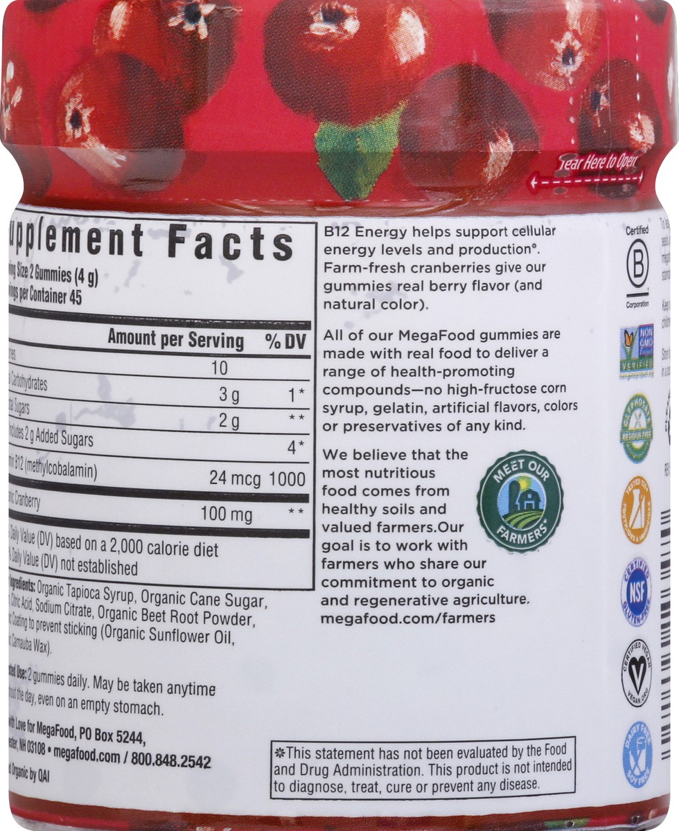 slide 6 of 6, MegaFood B12 Energy Cranberry Gummies, 90 ct