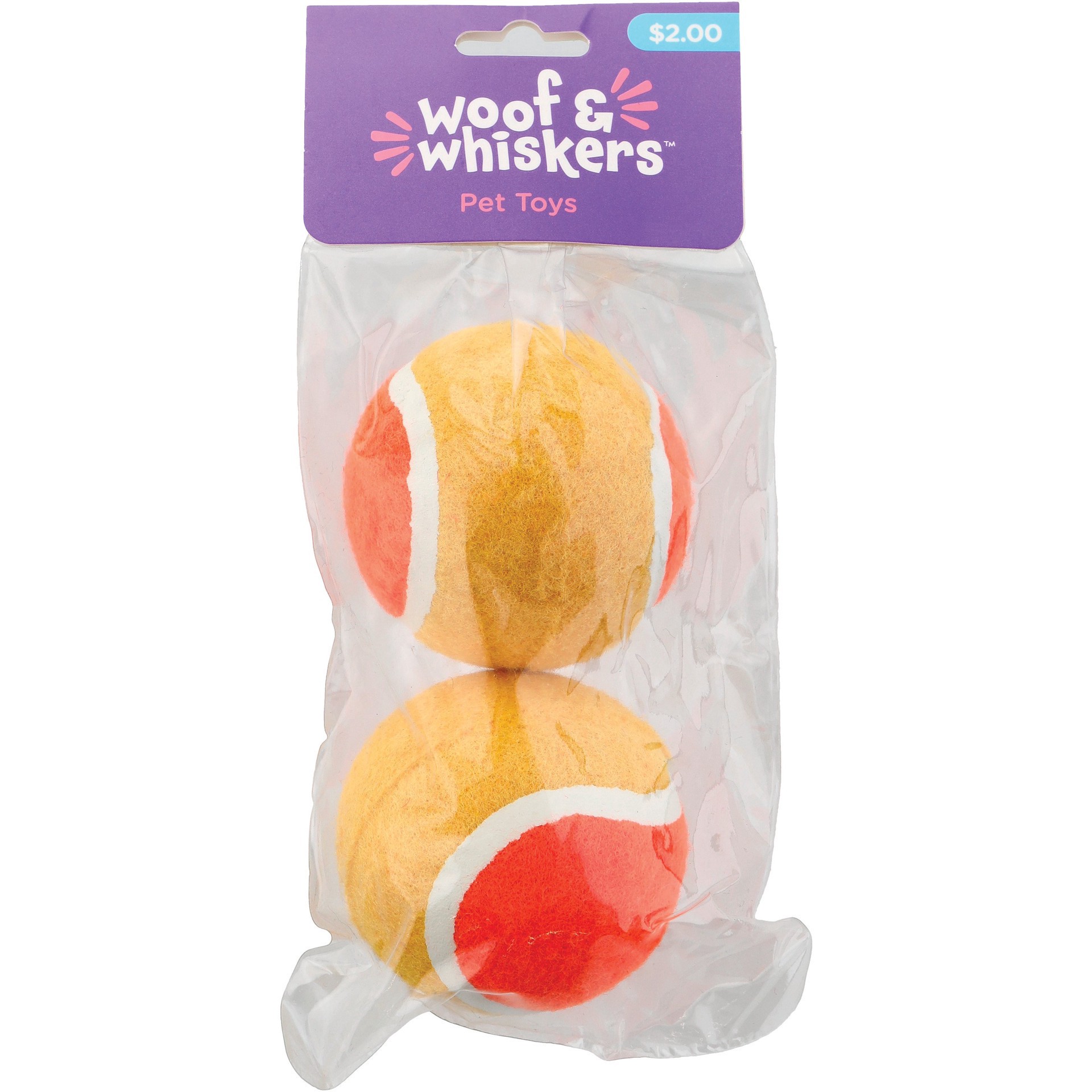 slide 1 of 1, Woof and Whiskers Tennis Balls Dog Toy, 2 ct