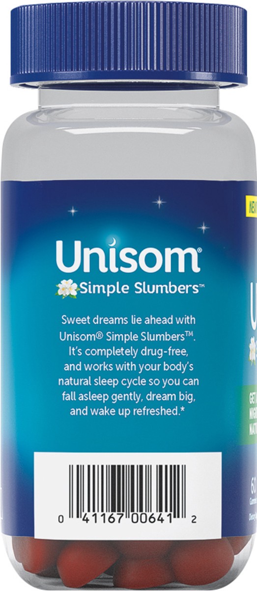 slide 2 of 7, Unisom Simple Slumbers Drug-Free Sleep Aid Gummies 60-Count, Melatonin 5mg, Midnight Raspberry, 60 ct