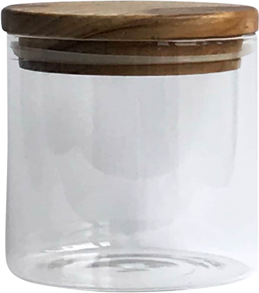 slide 1 of 1, Dash of That Glass Canister With Wood Lid - Clear/Brown, s