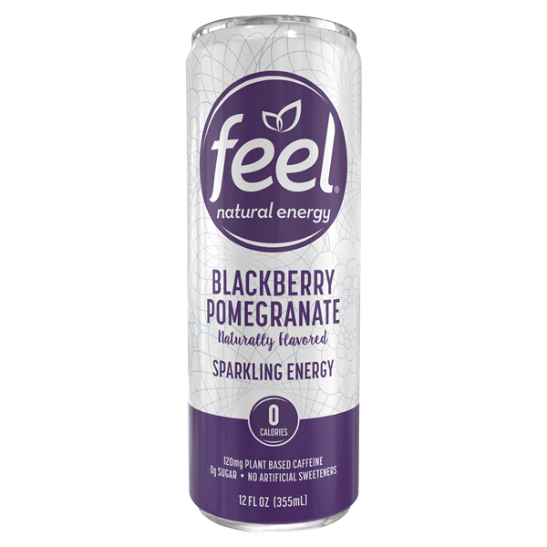 slide 1 of 1, Feel Sparkling Blackberry Pomegranate Natural Energy Drink, 12 oz