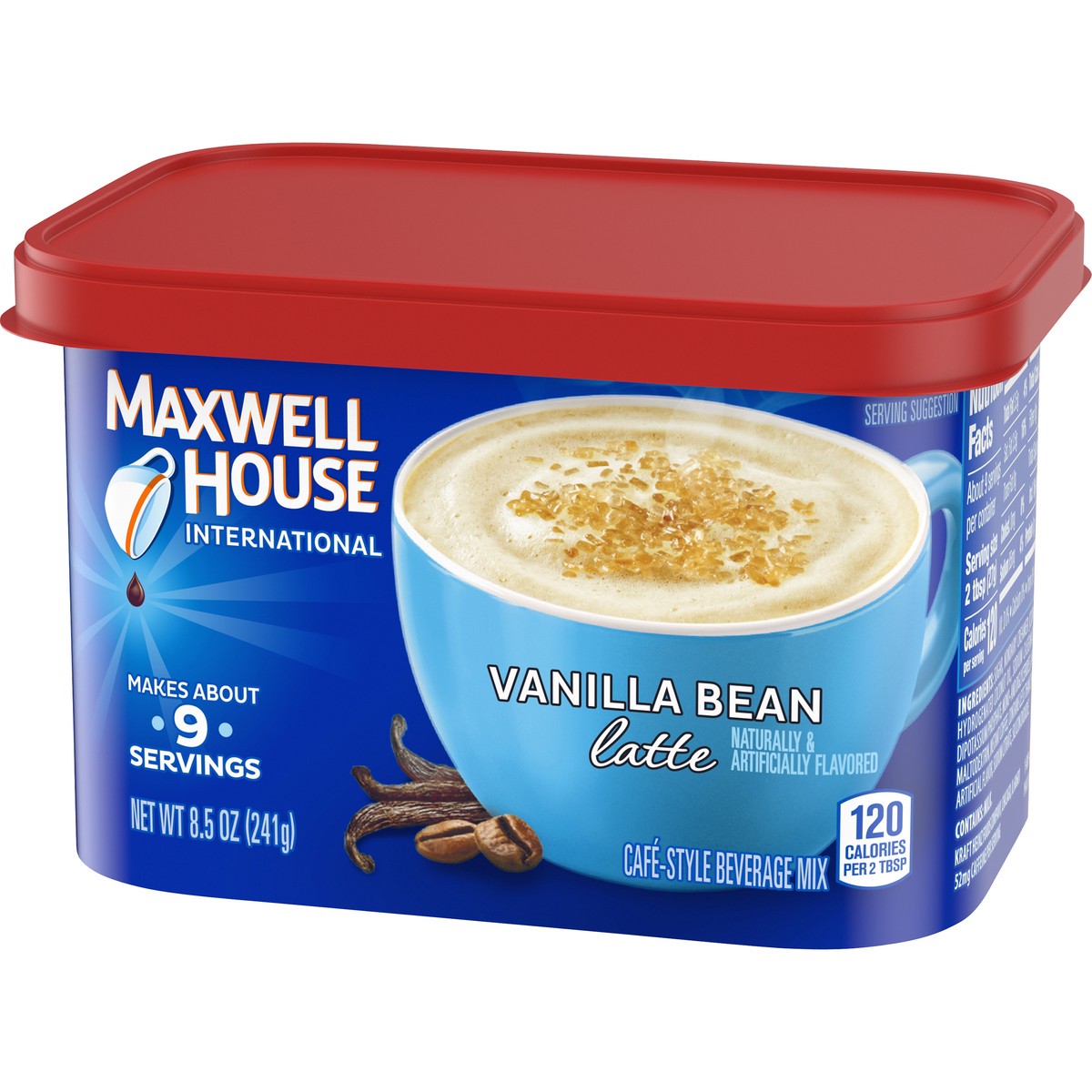 slide 7 of 9, Maxwell House International Vanilla Bean Latte Café-Style Instant Coffee Beverage Mix, 8.5 oz. Canister, 8.5 oz