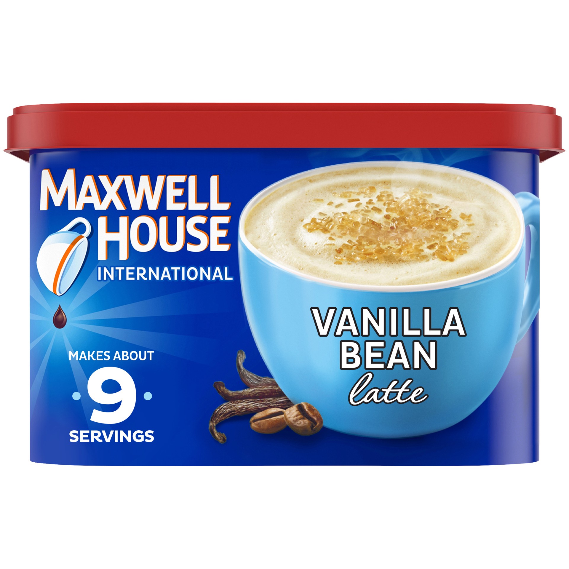 slide 1 of 9, Maxwell House International Vanilla Bean Latte Café-Style Instant Coffee Beverage Mix, 8.5 oz. Canister, 8.5 oz