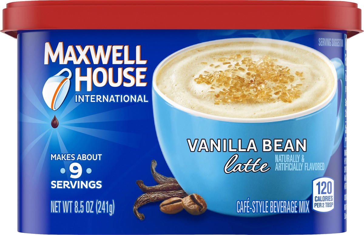 slide 3 of 9, Maxwell House International Vanilla Bean Latte Café-Style Instant Coffee Beverage Mix, 8.5 oz. Canister, 8.5 oz