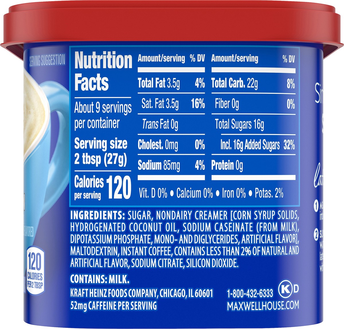 slide 4 of 9, Maxwell House International Vanilla Bean Latte Café-Style Instant Coffee Beverage Mix, 8.5 oz. Canister, 8.5 oz