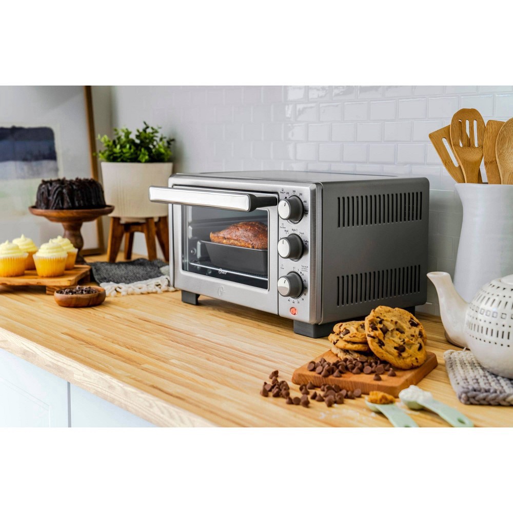 Oster Compact Countertop Oven with Air Fryer, Stainless Steel