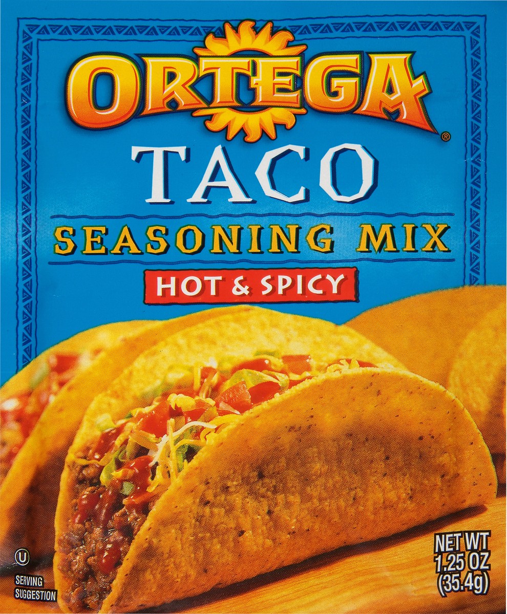 slide 1 of 12, Ortega Taco Hot & Spicy Seasoning Mix 1.25 oz. Packet, 1.25 oz