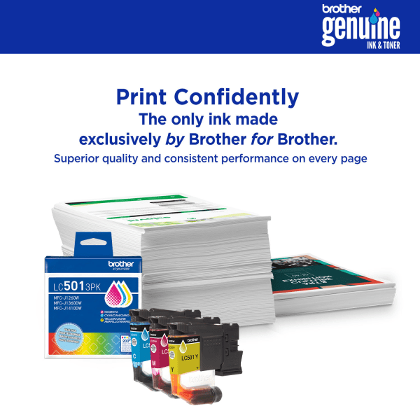 slide 4 of 7, Brother LC501XL3PK Cyan, Magenta, and Yellow High Yield Ink Cartridges, 3-Pack, 1 ct