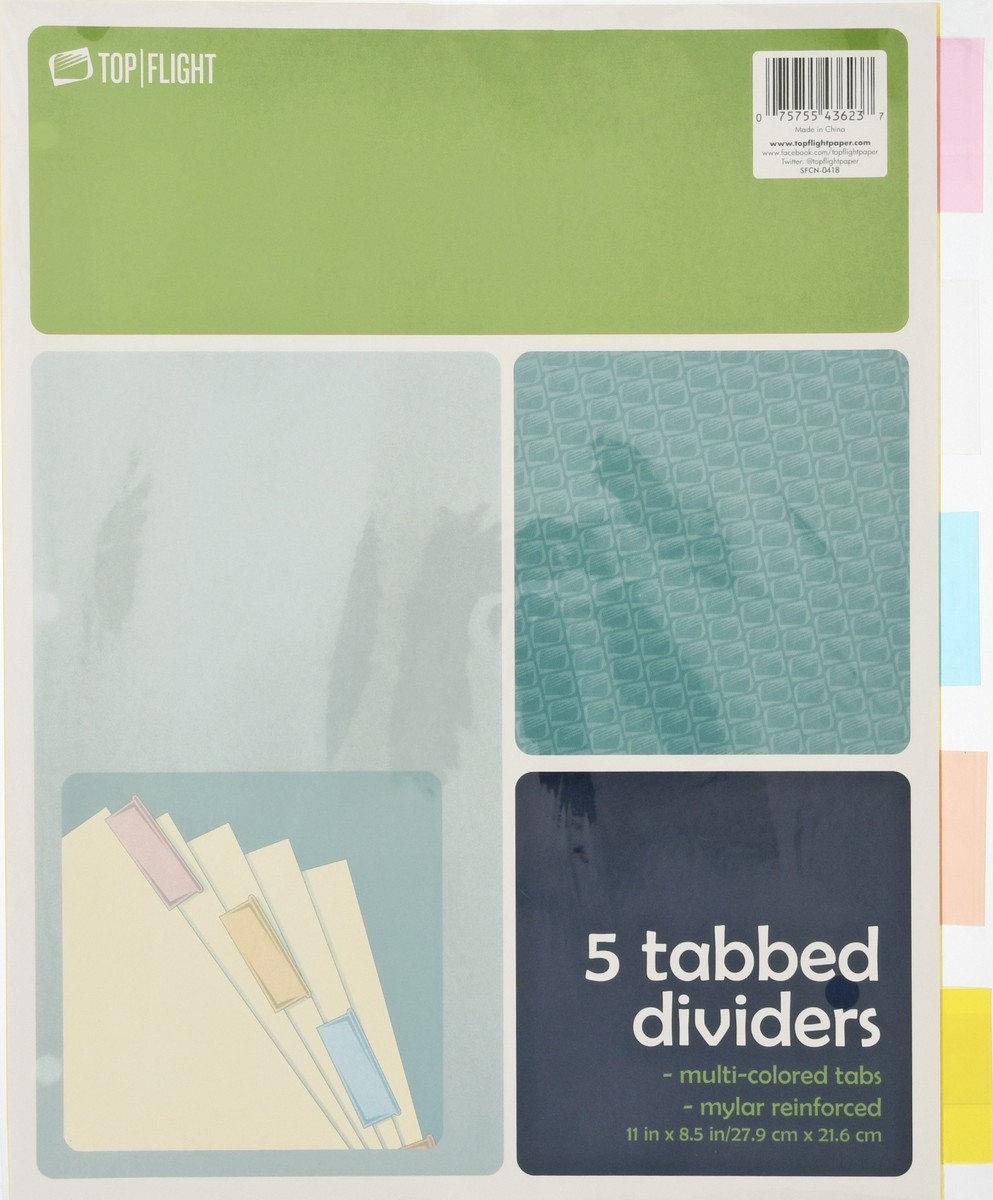 slide 6 of 9, Top Flight Tabbed Dividers 5 ea, 5 ct